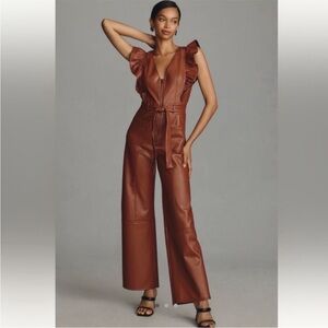 Anthropologie Maeve Colette Jumpsuit - Faux Leather